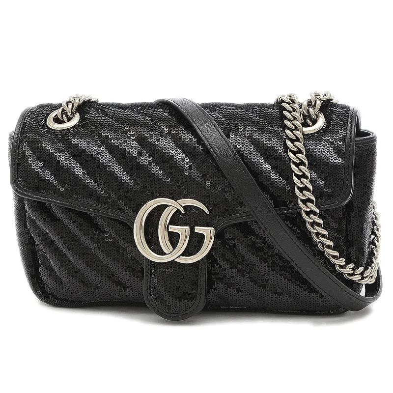 Gucci GG Marmont Small Sequin Shoulder Bag Black 443497