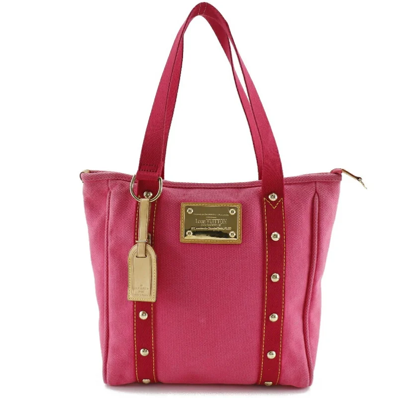 LOUIS VUITTON Antigua Tote Bag Hippo MM M40085 Canvas Rose Made in France 2005 Pink SP1025 Shoulder Handbag A4 Zipper Ladies