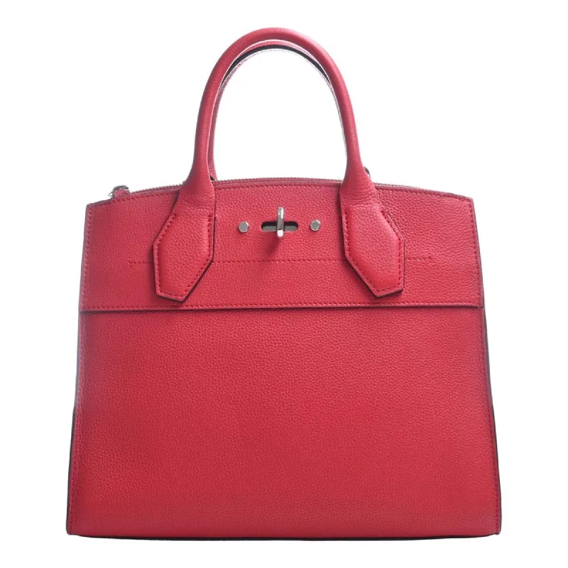 LOUIS VUITTON Leather City Steamer PM Handbag M51030 Red Ladies