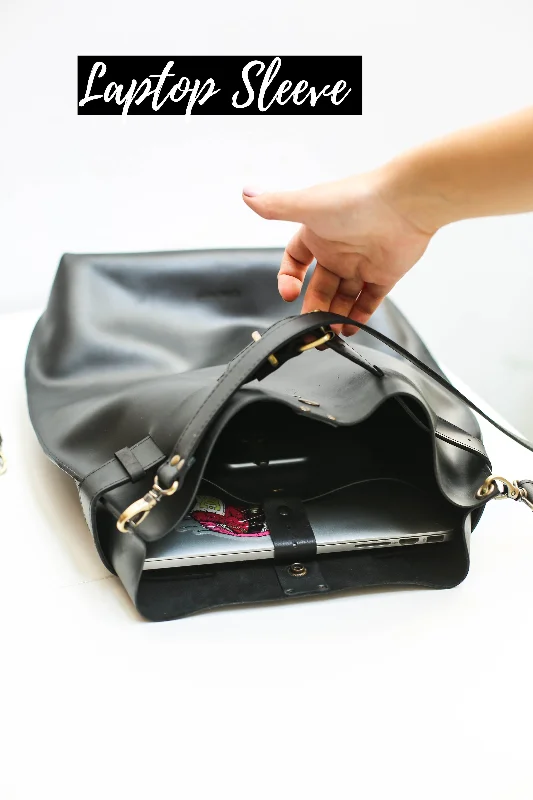 Black Leather Bag for Laptop