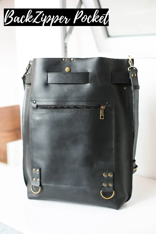 Black Leather Bag for Laptop