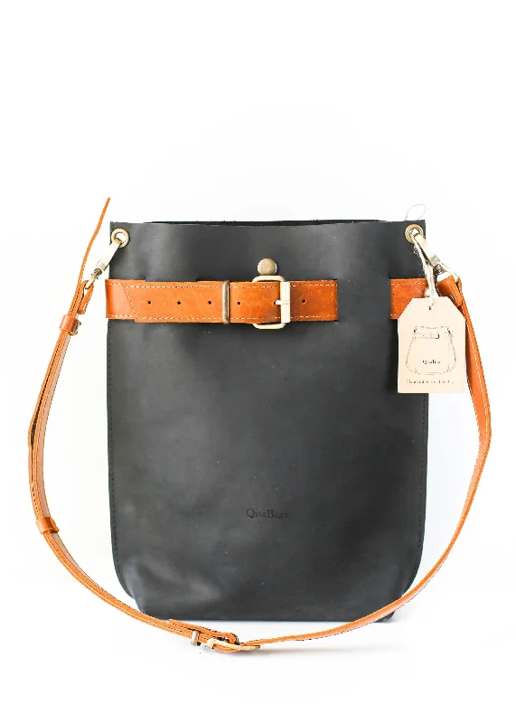 Black w/Brown Leather Bag