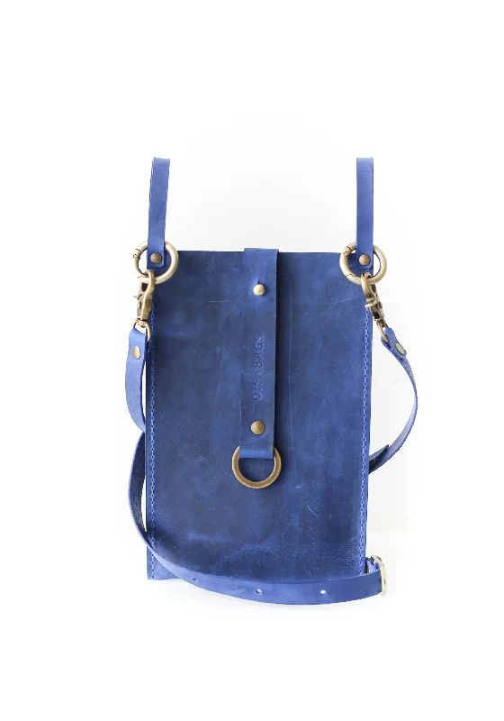 Electric Blue Leather Phone Bag