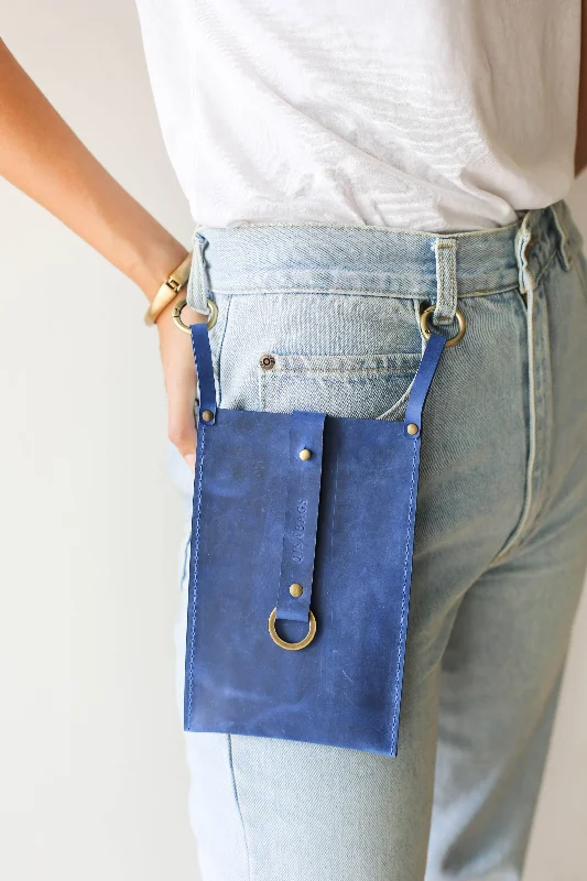 Electric Blue Leather Phone Bag