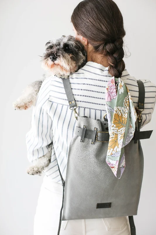 Gray Suede Backpack Purse