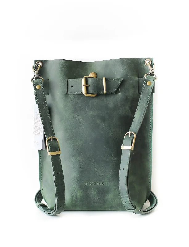 Green Leather Backpack