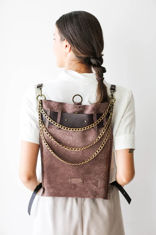 Taupe Suede Backpack