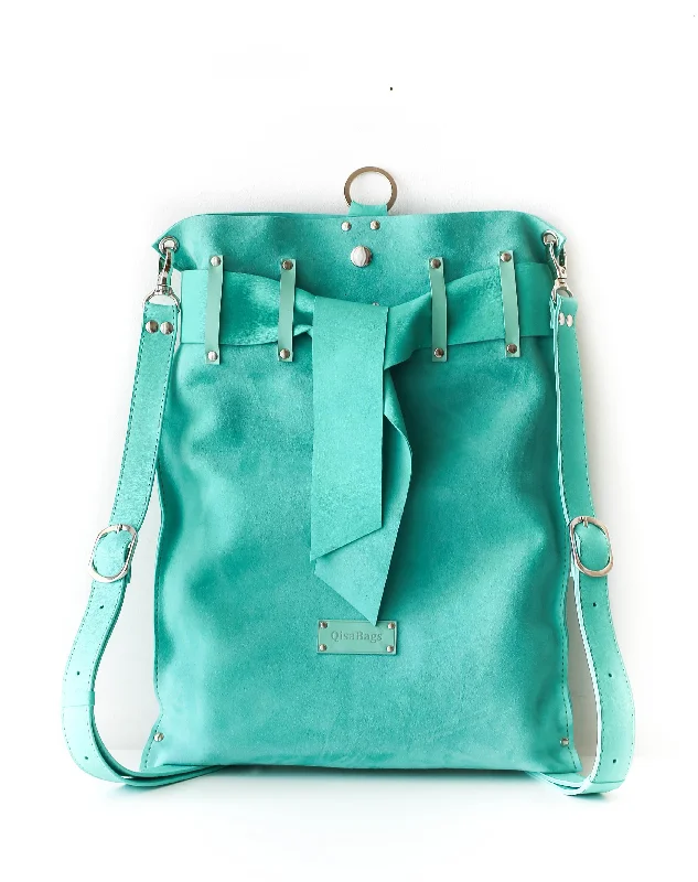 Turquoise Suede Backpack