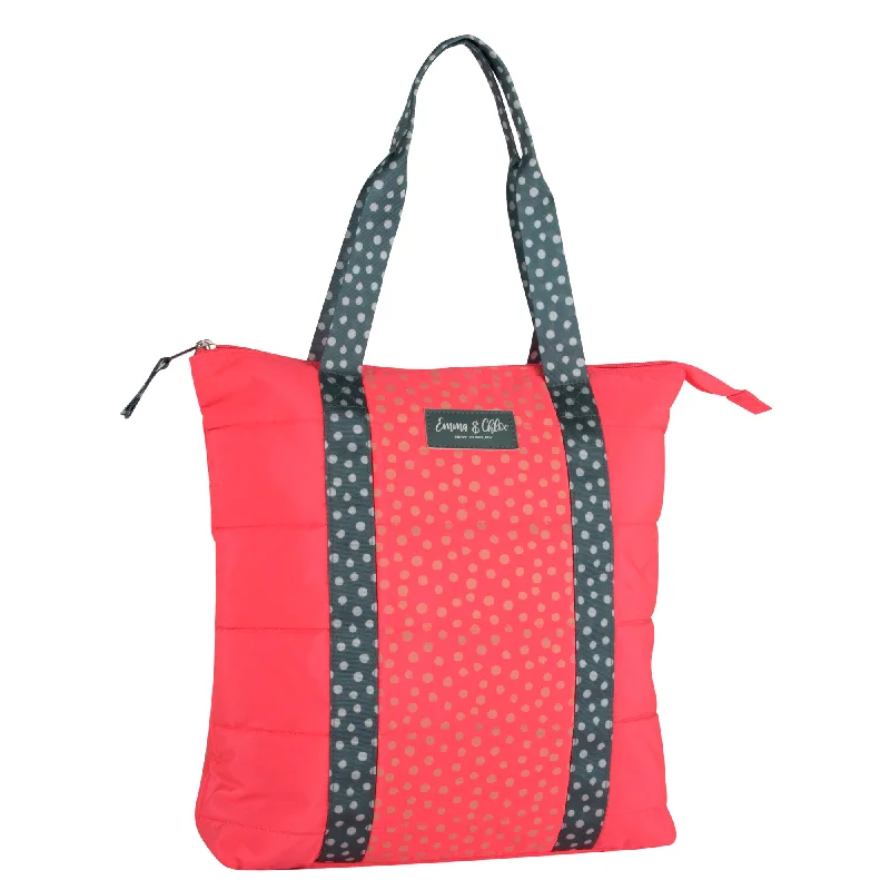 Quilted Poka Dot Printed Tote Bag