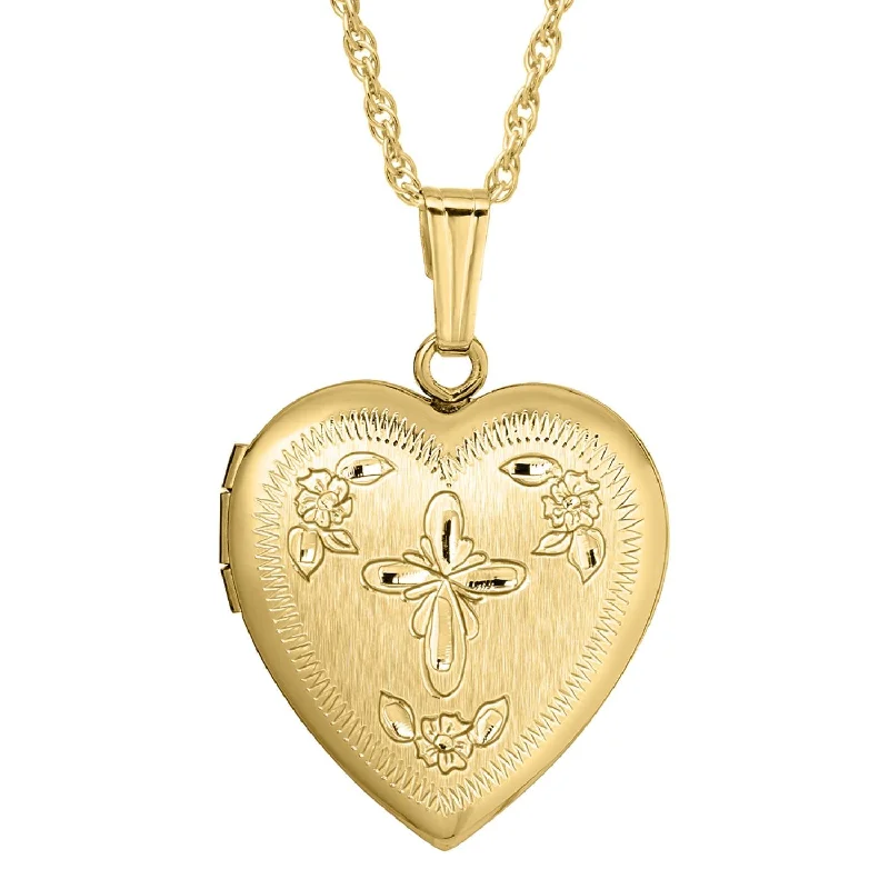 14KT Yellow Gold Filled 18-inch Locket Cross Pendant