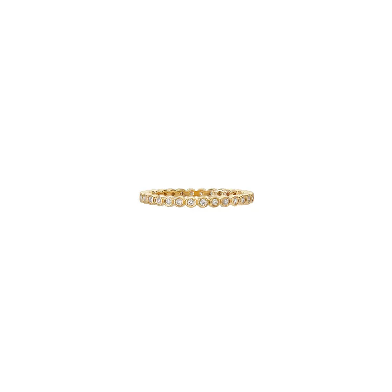 18 Karat Yellow Gold Mini Bezel Diamond Band