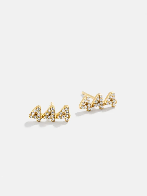 18K Gold Angel Number Earrings - Clear/Gold