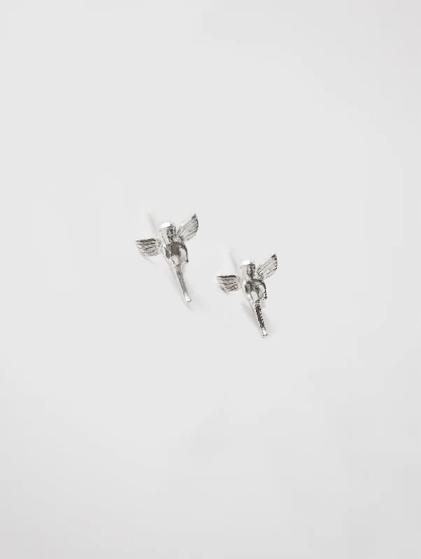 Cherub Charm Studs in Sterling Silver