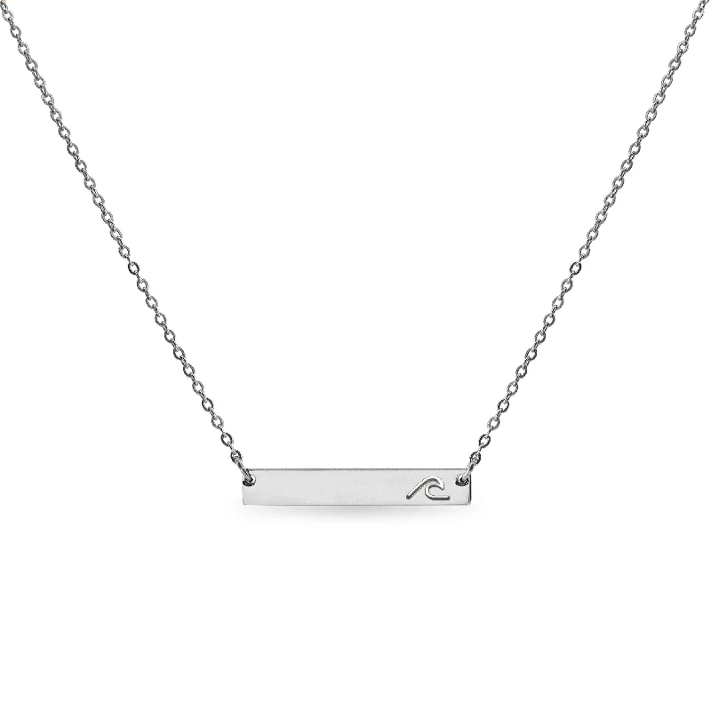 Cutout Wave Bar Stainless Steel Necklace / SBB00107