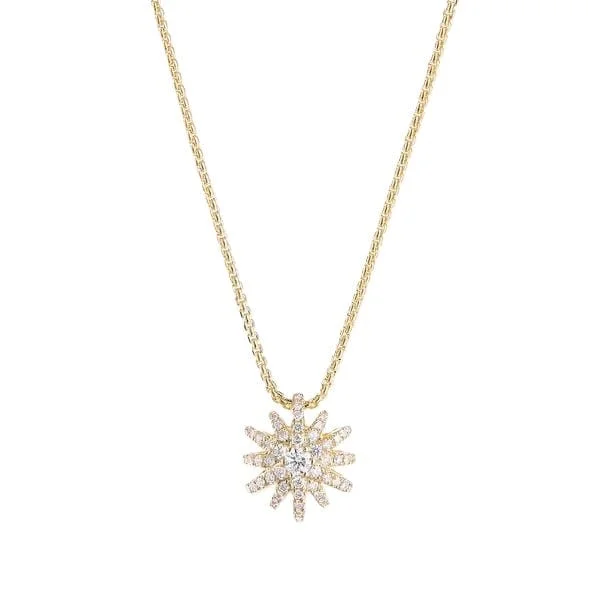 Starburst Pendant Necklace in 18K Yellow Gold with Pavé Diamonds