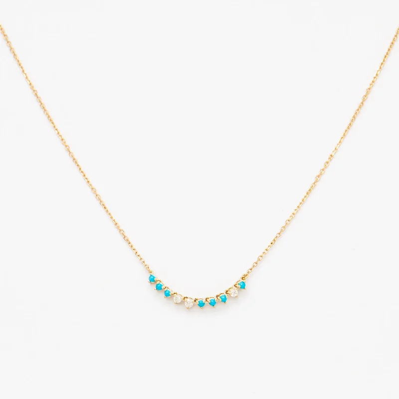 Diamond and Turquoise Rounds Chain Necklace