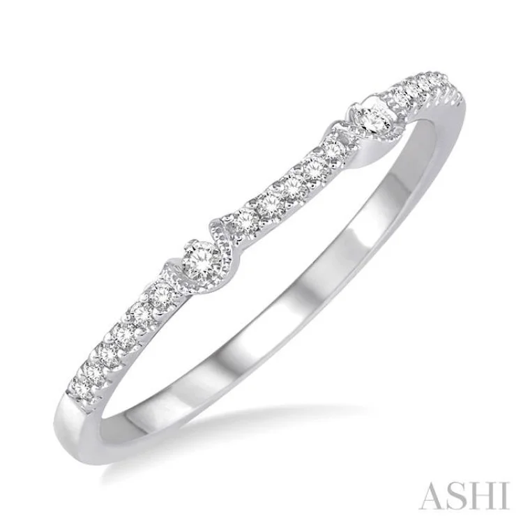 1/10 Ctw Round Diamond Wedding Band in 14K White Gold