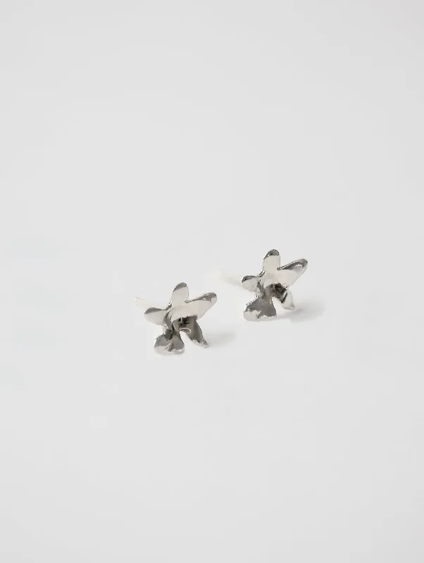 Flower Charm Studs in Sterling Silver