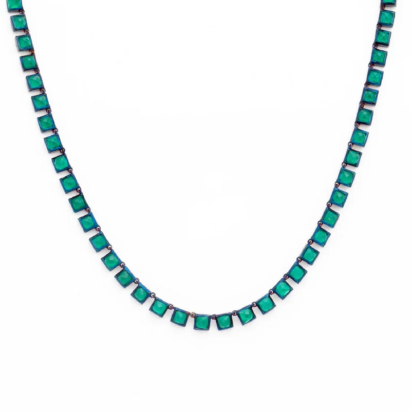 Green Onyx Mini Tile Riviere Necklace