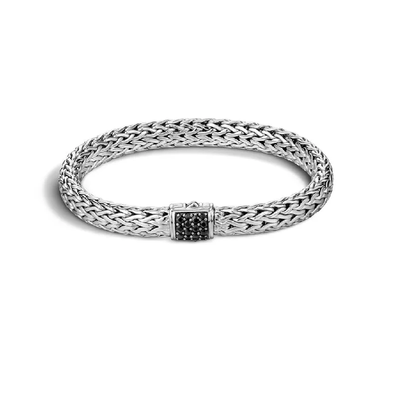 John Hardy Medium Classic Chain Lava Bracelet with Black Sapphire Clasp