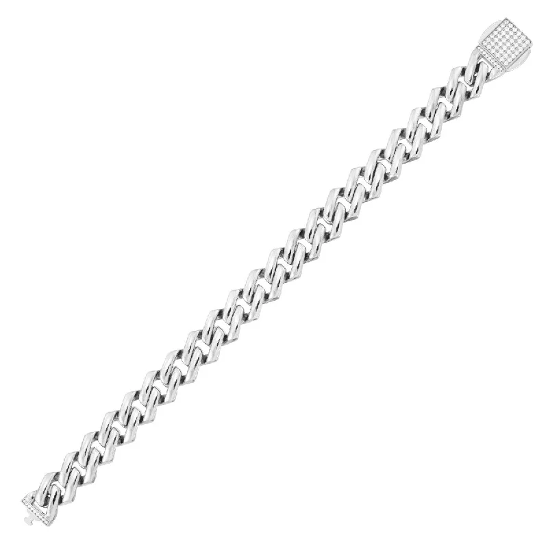 King by Simone I Smith Stainless Steel and Crystal 9-inch 12MM Curb Link Bracelet