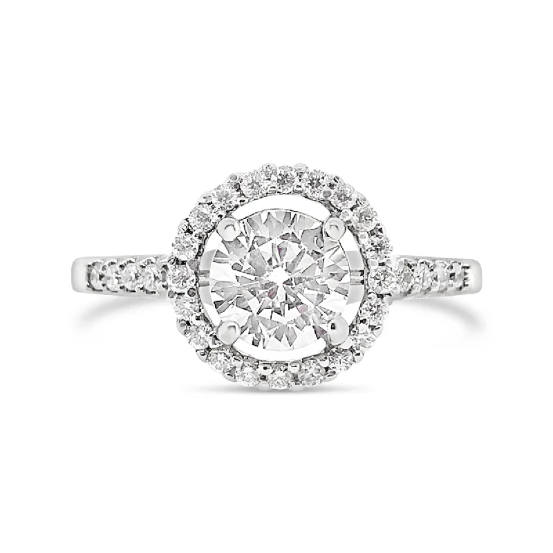 White Gold Lab Grown Diamond Halo Engagement Ring