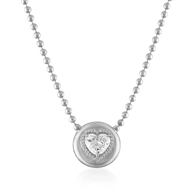 Diamond Heart Button Necklace