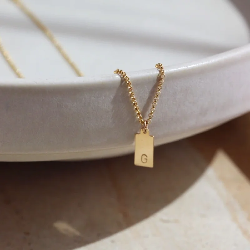 Mini Tag Necklace with Monogram