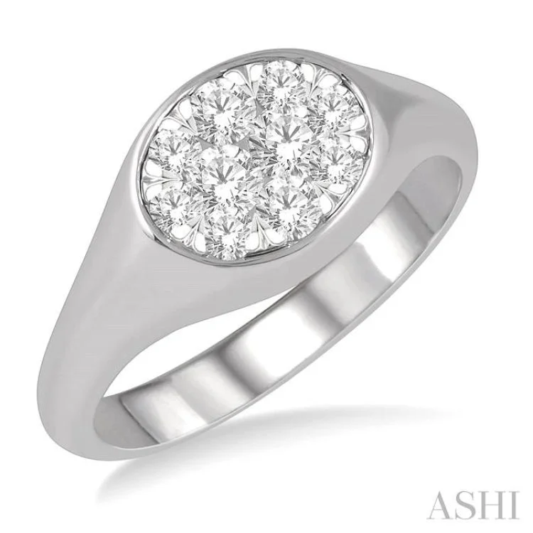 1/2 ctw Oval Shape Lovebright Diamond Ring in 14K White Gold