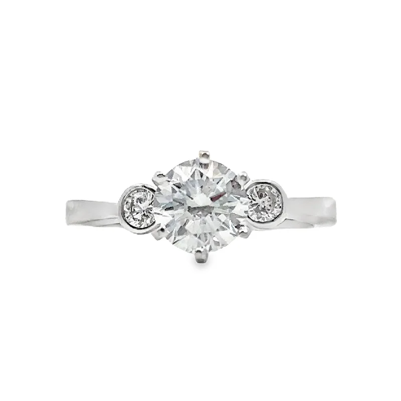 Platinum and White Gold Lab Gorwn Diamond Three Stone Engagement Ring