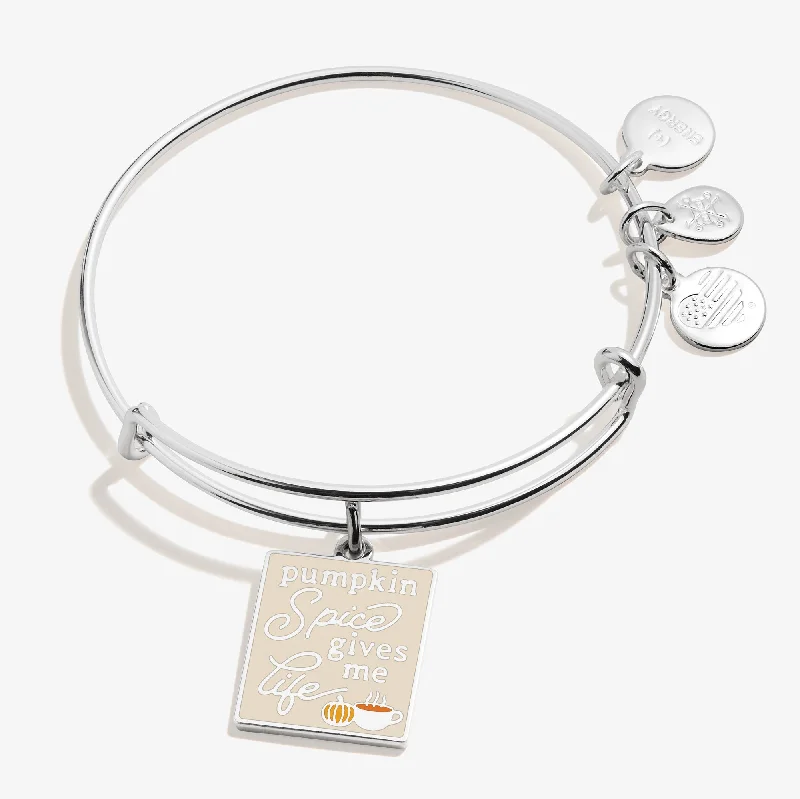 'Pumpkin Spice Gives Me Life' Charm Bangle Bracelet