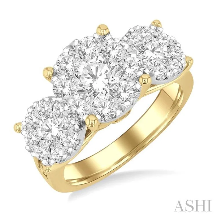 2 1/2 Ctw Lovebright Round Cut Diamond Ring in 14K Yellow and White Gold