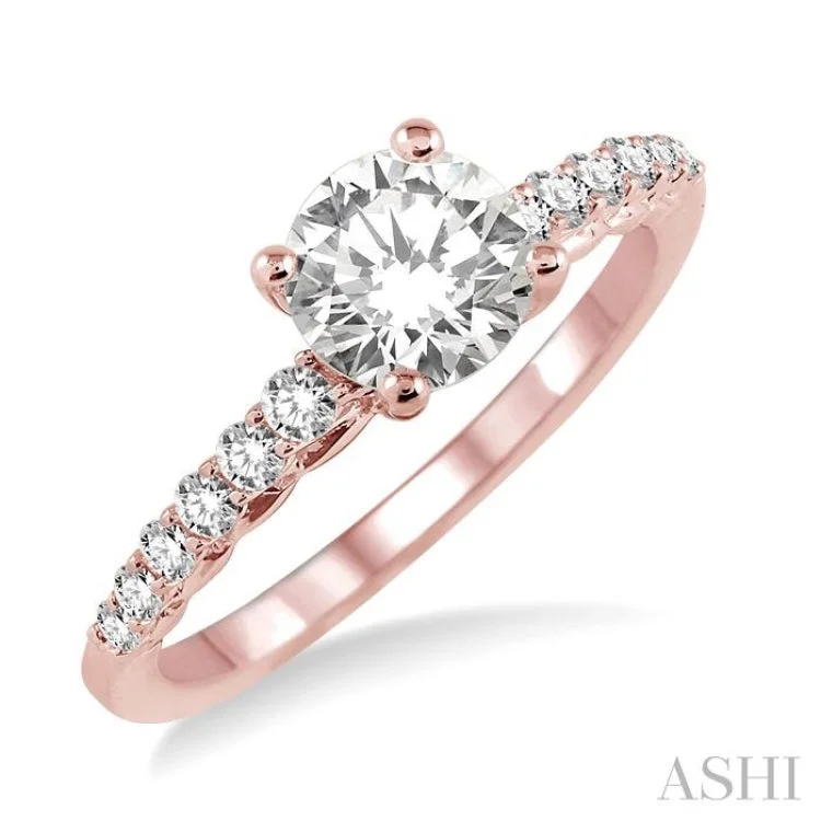 1/3 Ctw Diamond Semi-Mount Engagement Ring in 14K Rose Gold