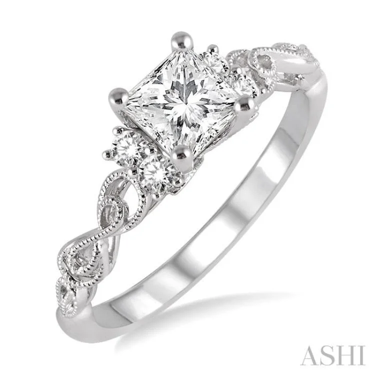 1/6 Ctw Diamond Semi-mount Engagement Ring in 14K White Gold