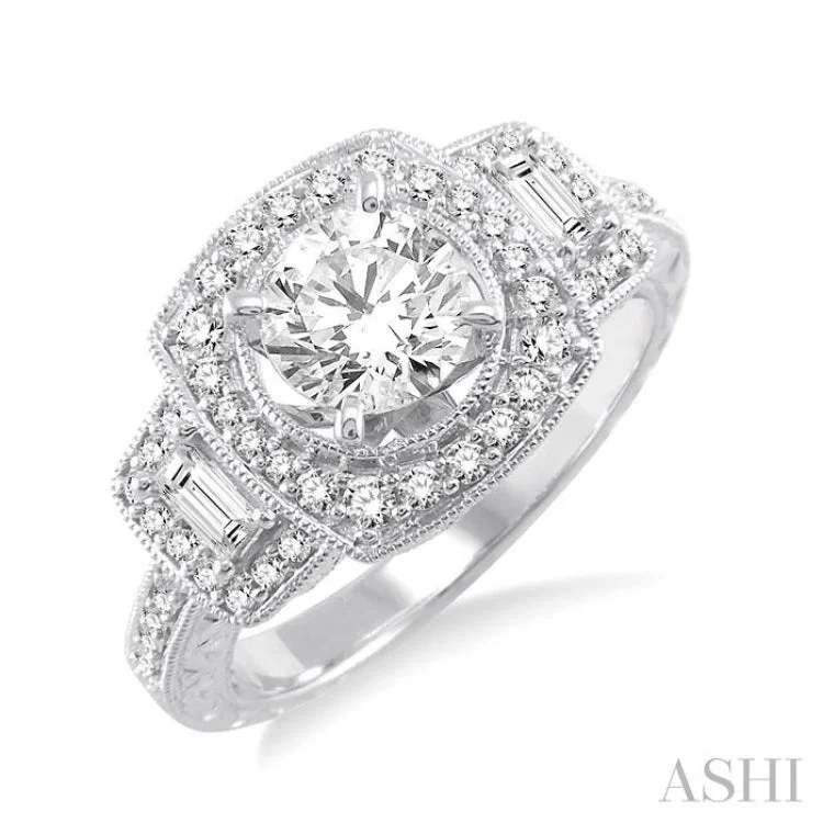 1/2 Ctw Diamond Semi-Mount Engagement Ring in 14K White Gold