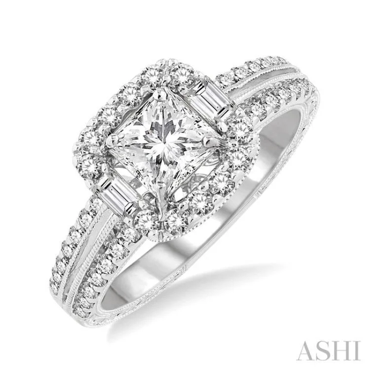 5/8 Ctw Diamond Semi-Mount Engagement Ring in 14K White Gold