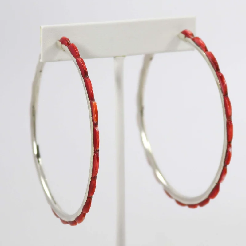 Spiny Oyster Hoop Earrings