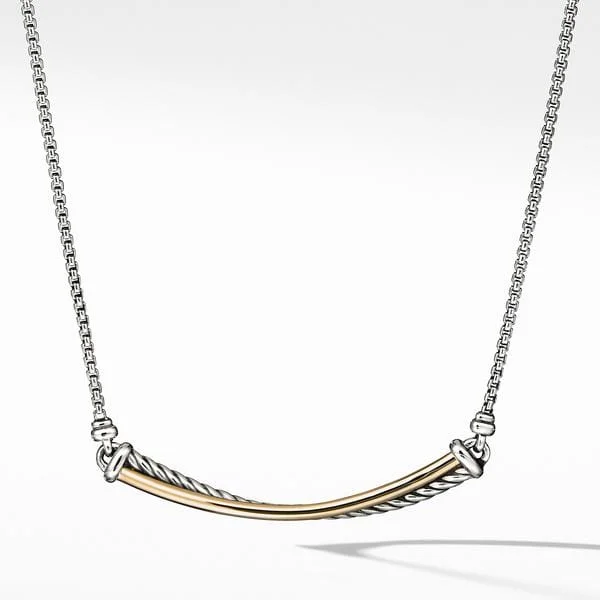 Crossover Bar Necklace with 18K Gold