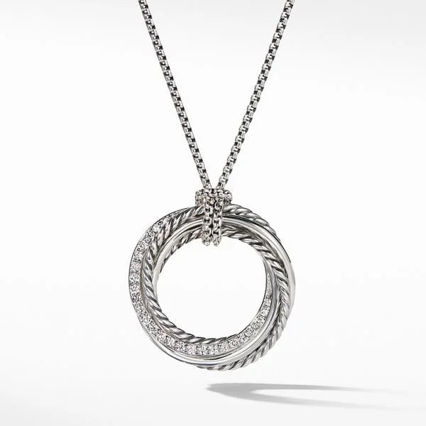 Crossover Pendant Necklace with Diamonds