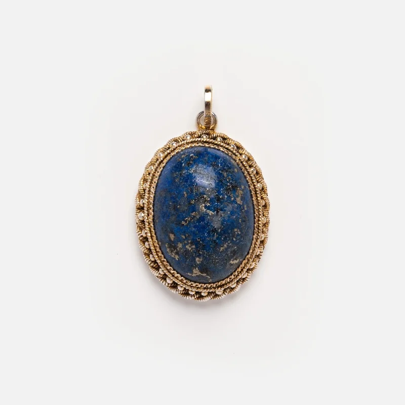 Vintage Plated Lapis Lazuli Charm