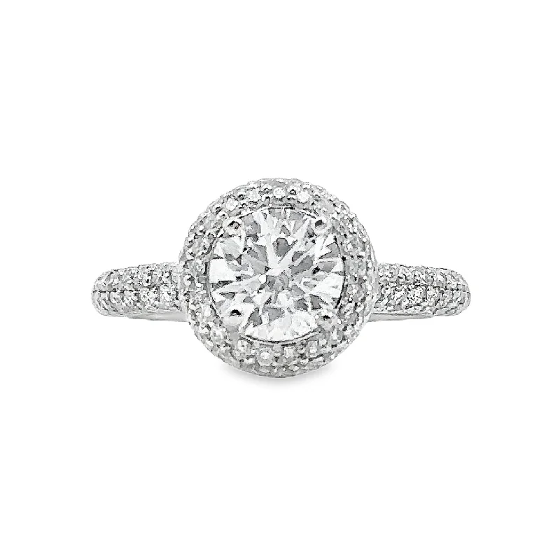 White Gold Lab Grown Diamond Halo Engagement Ring