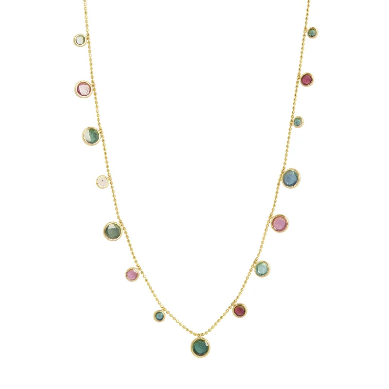 Indicolite Tourmaline and Rubellite Eos Necklace