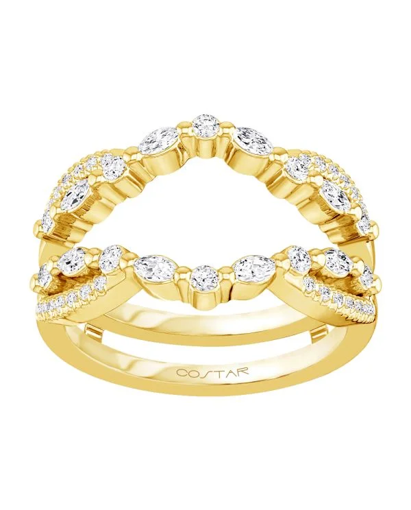 14Kt. Yellow Gold 1/2 Ctdw Natural Round And Marquise Shaped Diamond Insert/ Guard Size 6