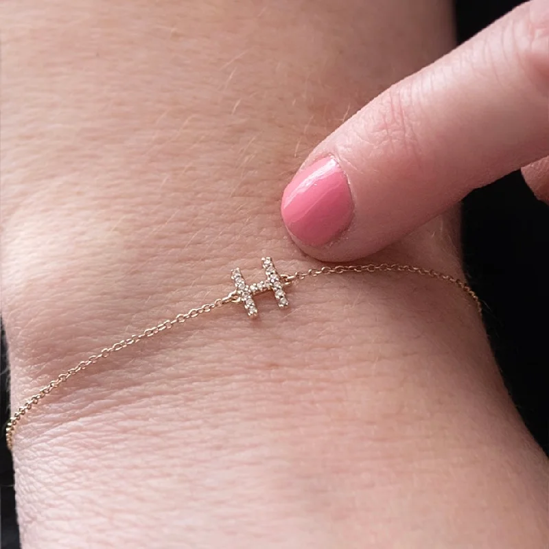 diamond initial bracelet