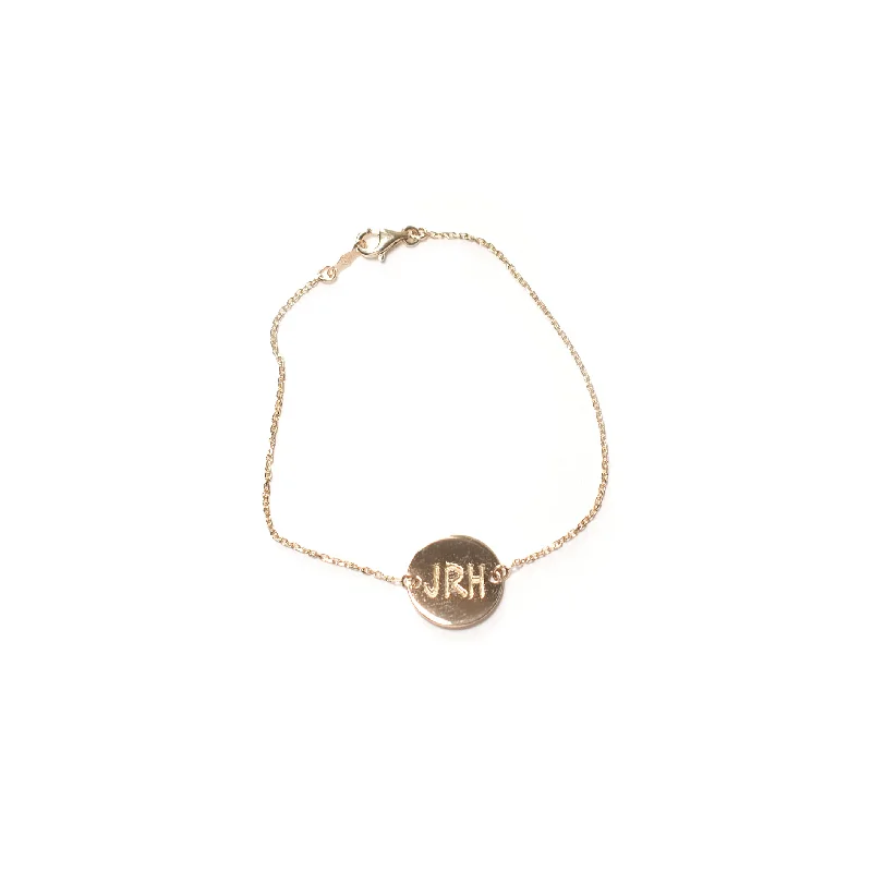 engravable gold disc bracelet