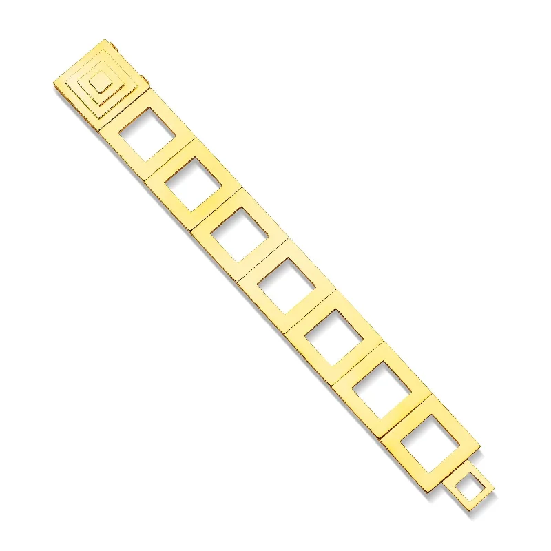 Wide Yellow Gold Foundation Square Link Bracelet