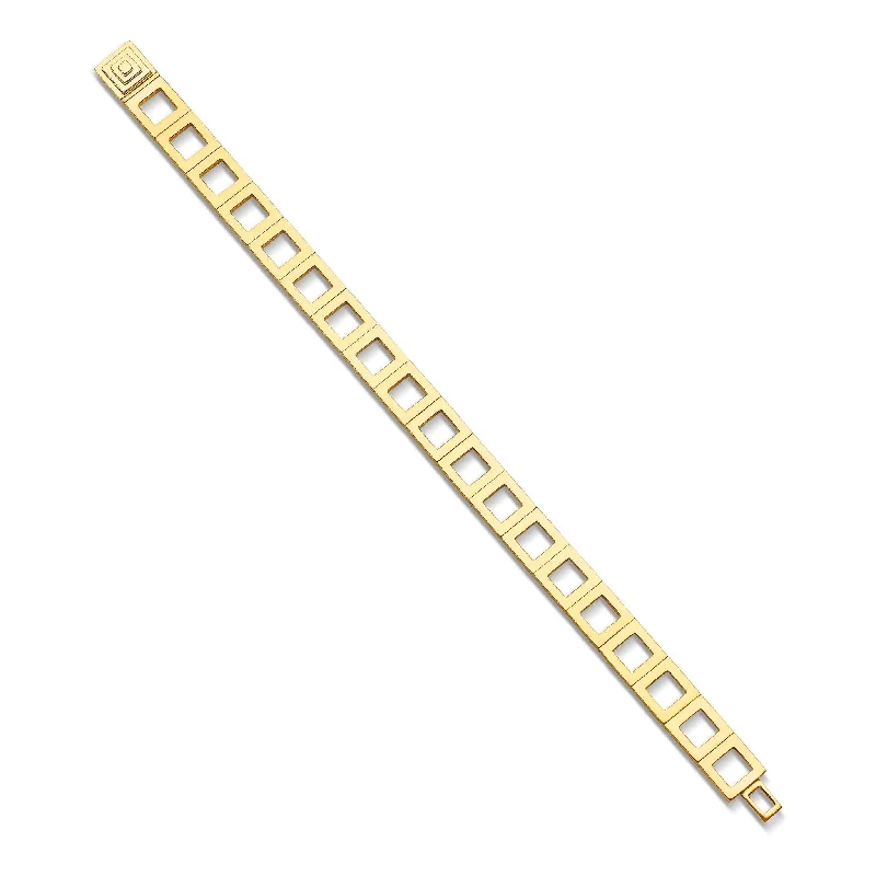 Thin Yellow Gold Foundation Square Link Bracelet