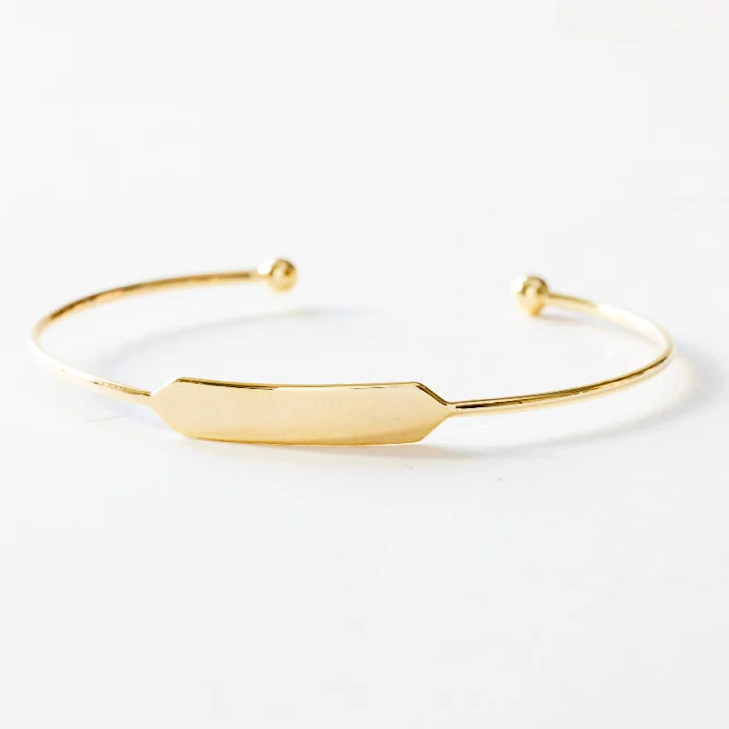 Engravable signet style cuff bracelet