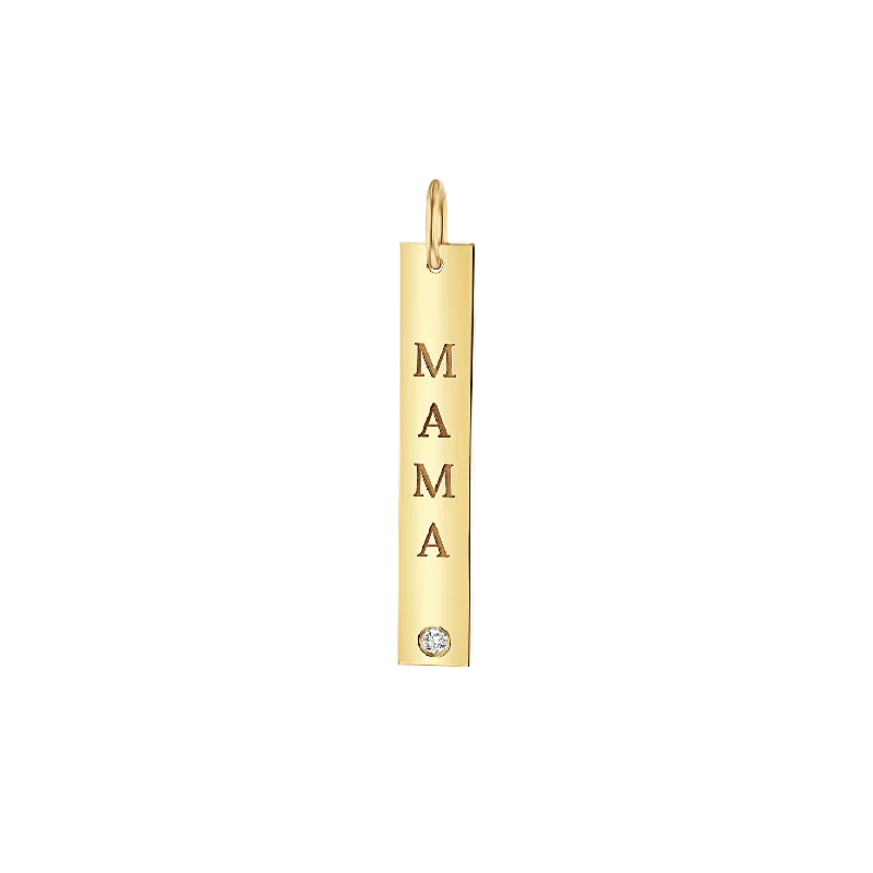 Mama Vertical Tag Charm With Diamond