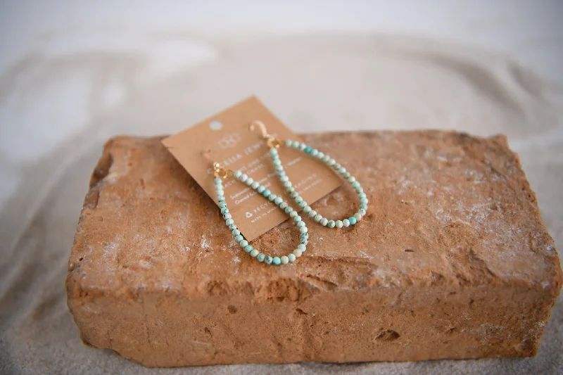 Freebird Teardrop Hoop Earrings in Serpentine Turquoise